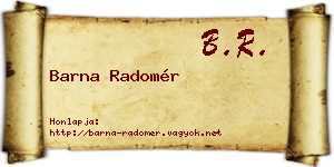 Barna Radomér névjegykártya